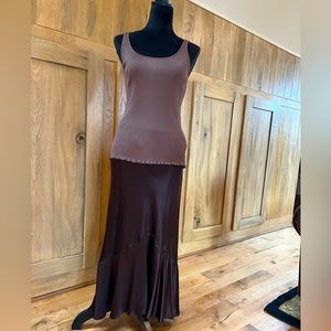 Lauren, 100% Premium Silk Scoop Neck Top, Cocoa Brown